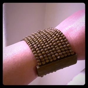 Elastic bracelet wood looking material